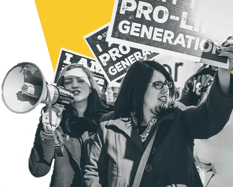 Kristan Hawkings Holding Pro-Life Generation Sign