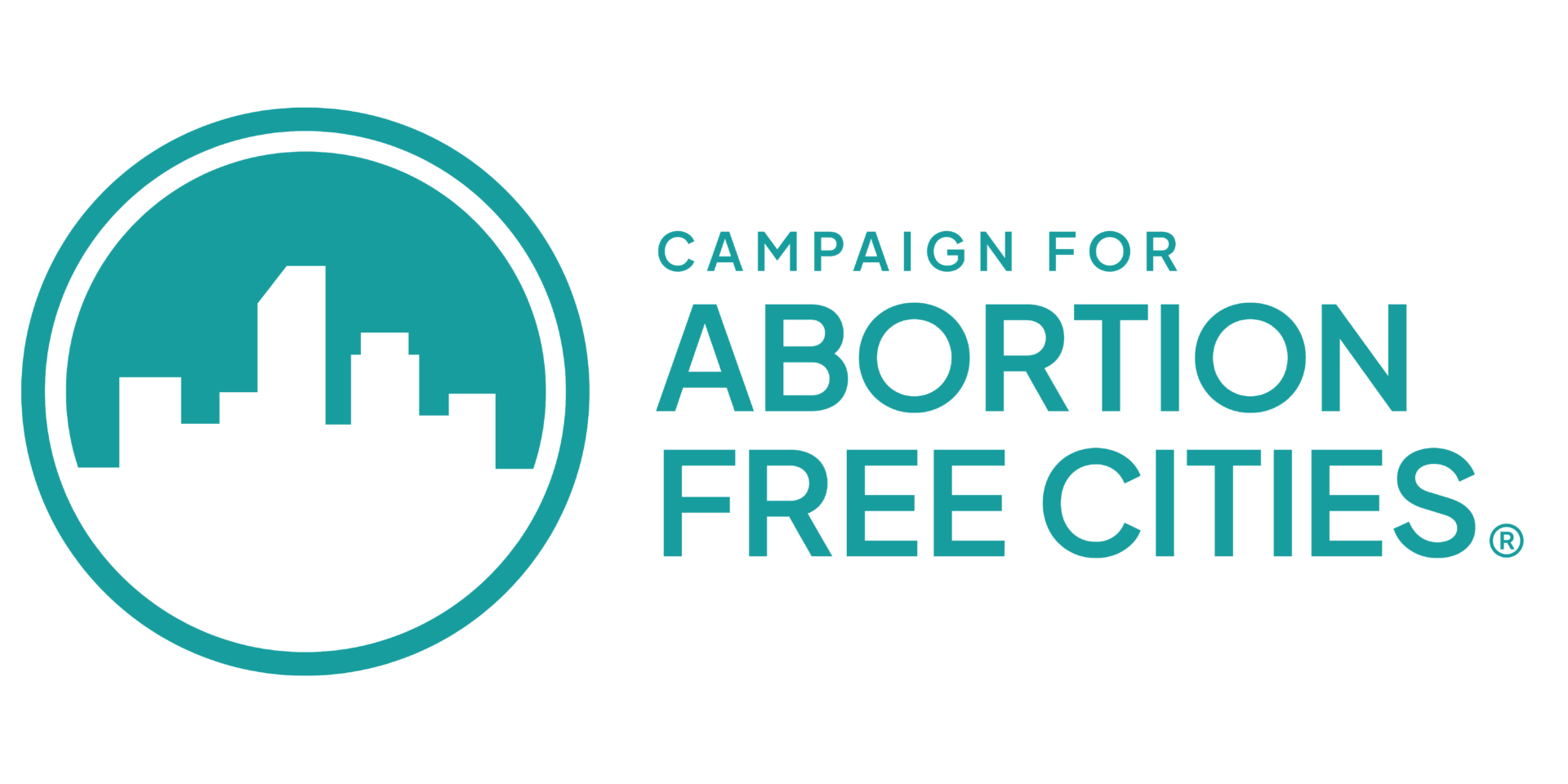 Campaign for Abortion Free Cities logo with city skyline emblem and text