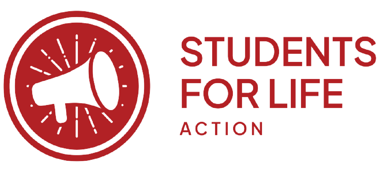 Students for Life Action Group logo with red text and red bullhorn emblem