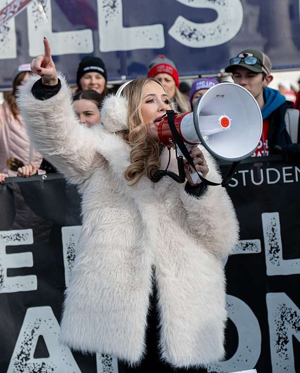 Lydia Taylor Davis at March for Life 2026 with Bullhorn